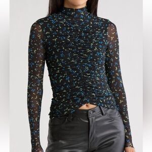 Black Floral Long Sleeve Top